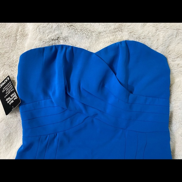 🆕 NWT size 6 Express Wedding Guest Blue Strapless Dress - Picture 6 of 14